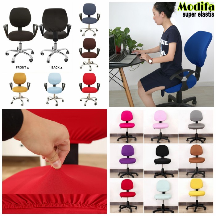 ●● BISA COD ●● Sarung kursi kantor putar-Polyester spandex OFFICE CHAIR cover - PINK