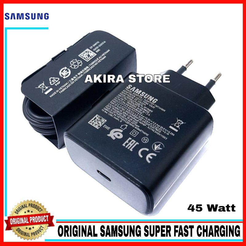 Charger Samsung Galaxy S20 S20+ S20 Ultra Original 100% Super Fast Charging 45 Watt C To C