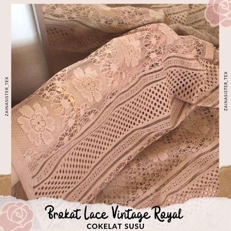 Kain Brokat Lace Vintage Royal Warna Cokelat Susu Shopee Indonesia