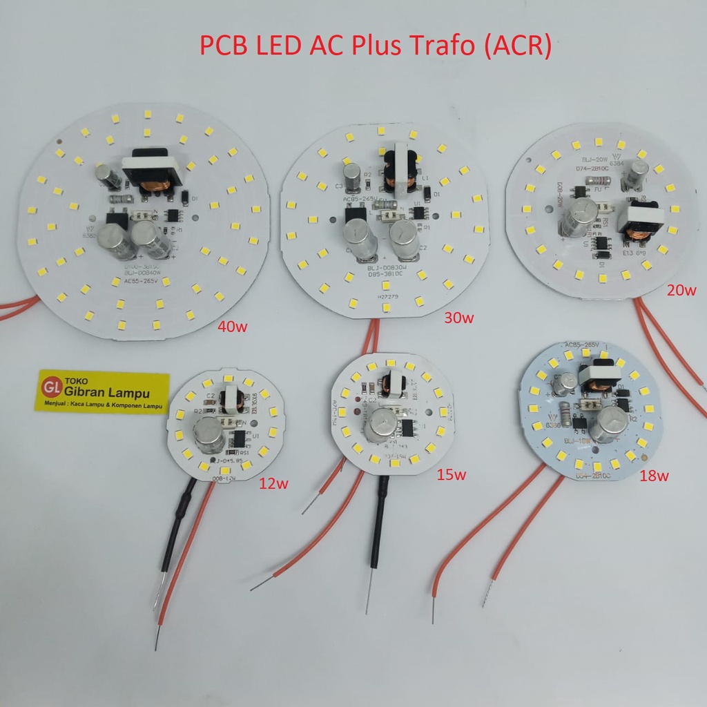 PCB LED AC Super Plus Trafo (ACR) - DOB Mata LED AC dengan Kabel Soket - Modul Lampu LED