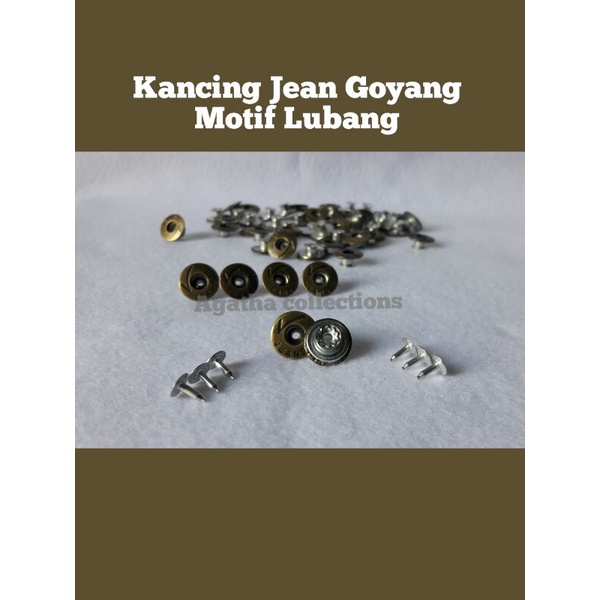 Kancing jeans putar motif lubang