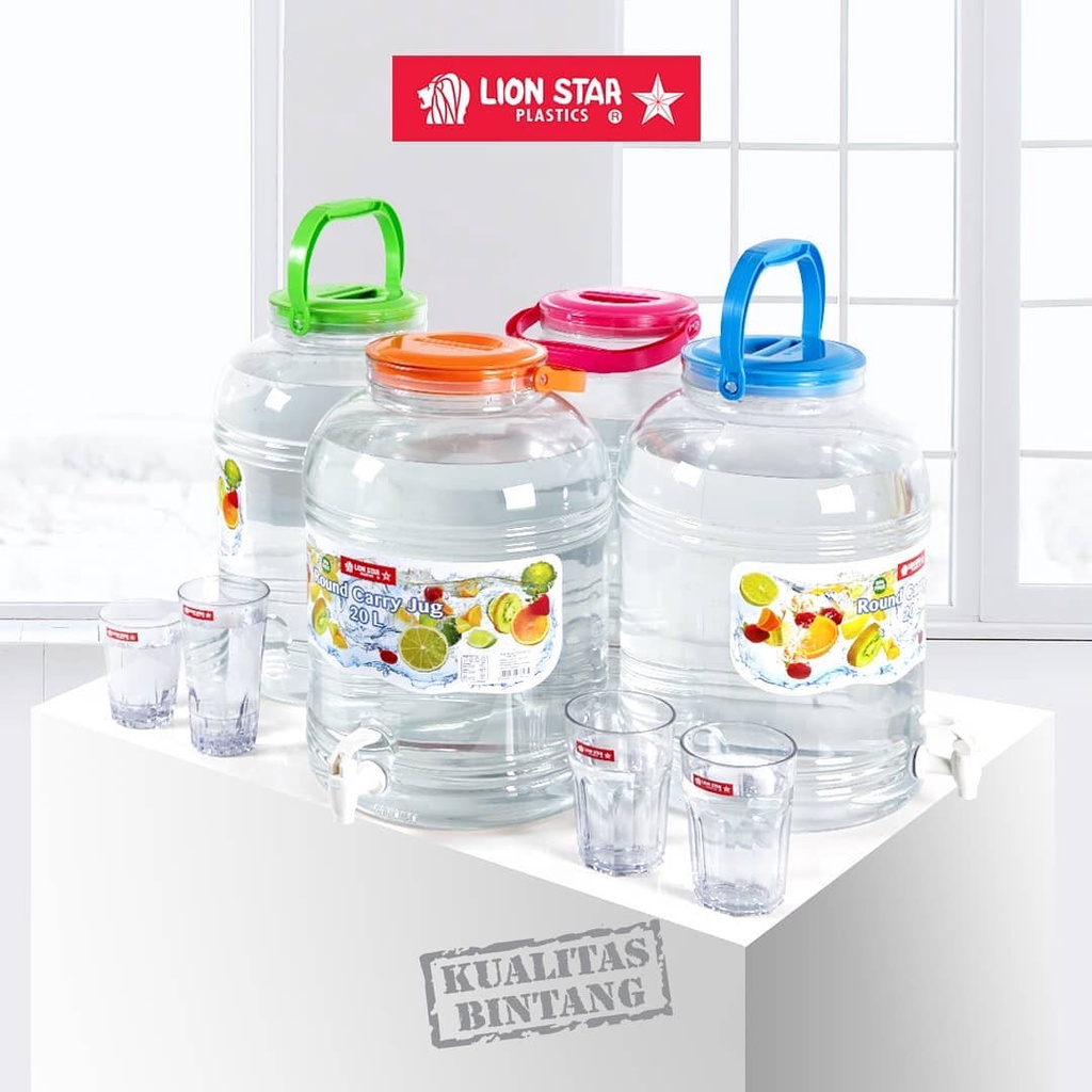 Round Carry Jug 20Liter D-48 LION STAR Galon Air + Kran/ Galon Air Kamar/ Galon Air Catringan/ Galon
