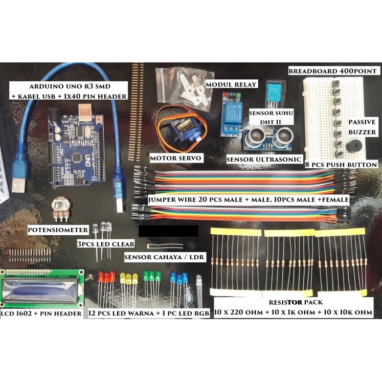 ARDUINO UNO R3 STARTER KIT COMPATIBLE UNTUK PEMULA BEGINNER
