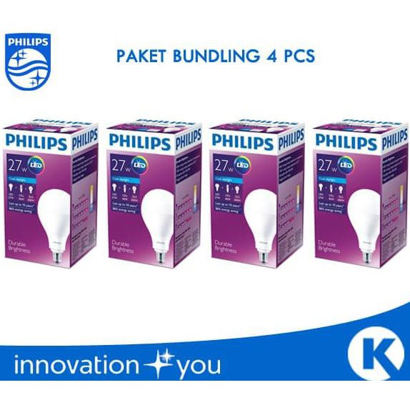 Promo Bundling Lampu Bohlam Led Philips 27w Putih 27watt (isi 4pcs)