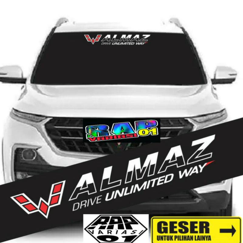 stiker Wuling  ALMAZ, stiker kaca Depan Mobil, Stikee Cutting