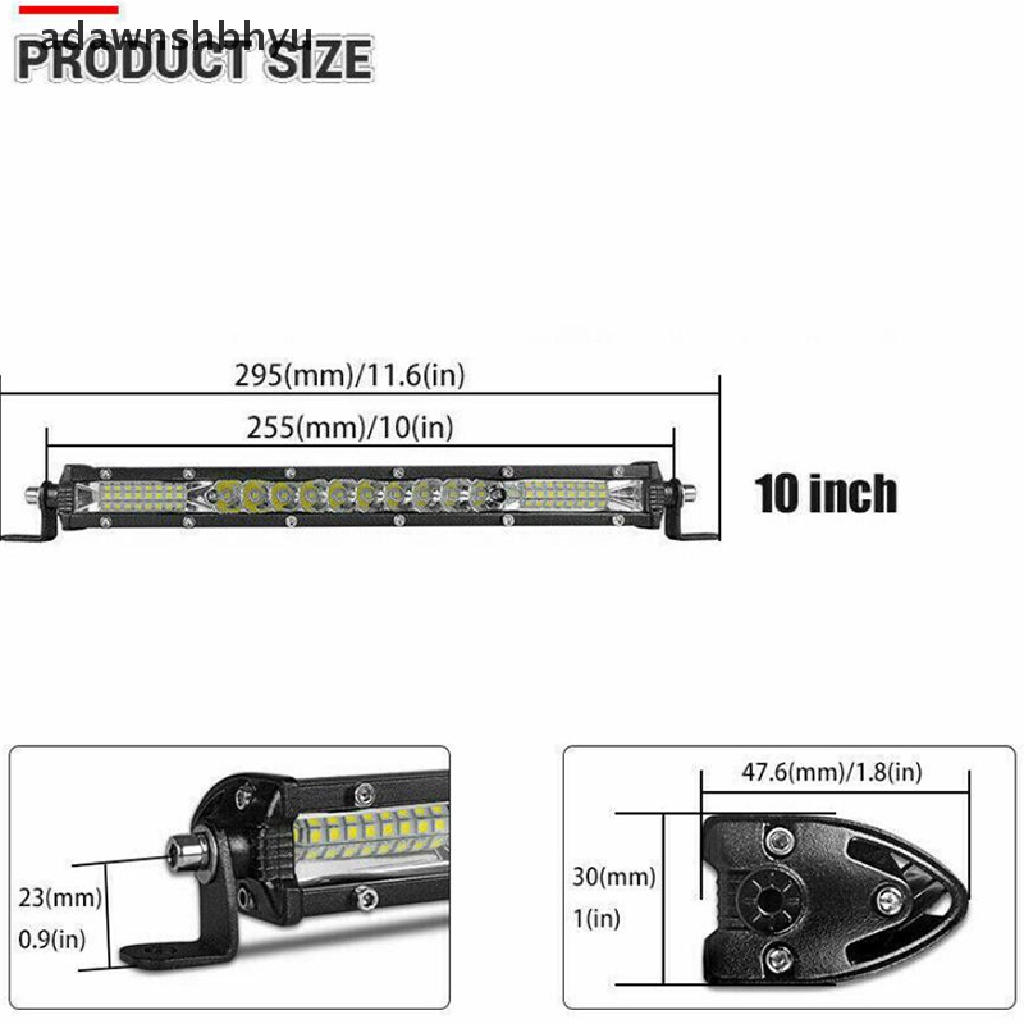 Adawnshbhyu Slim 10inch Lampu LED Bar Spot Flood Combo Work SUV Boat Offroad Driving ATV 4WD