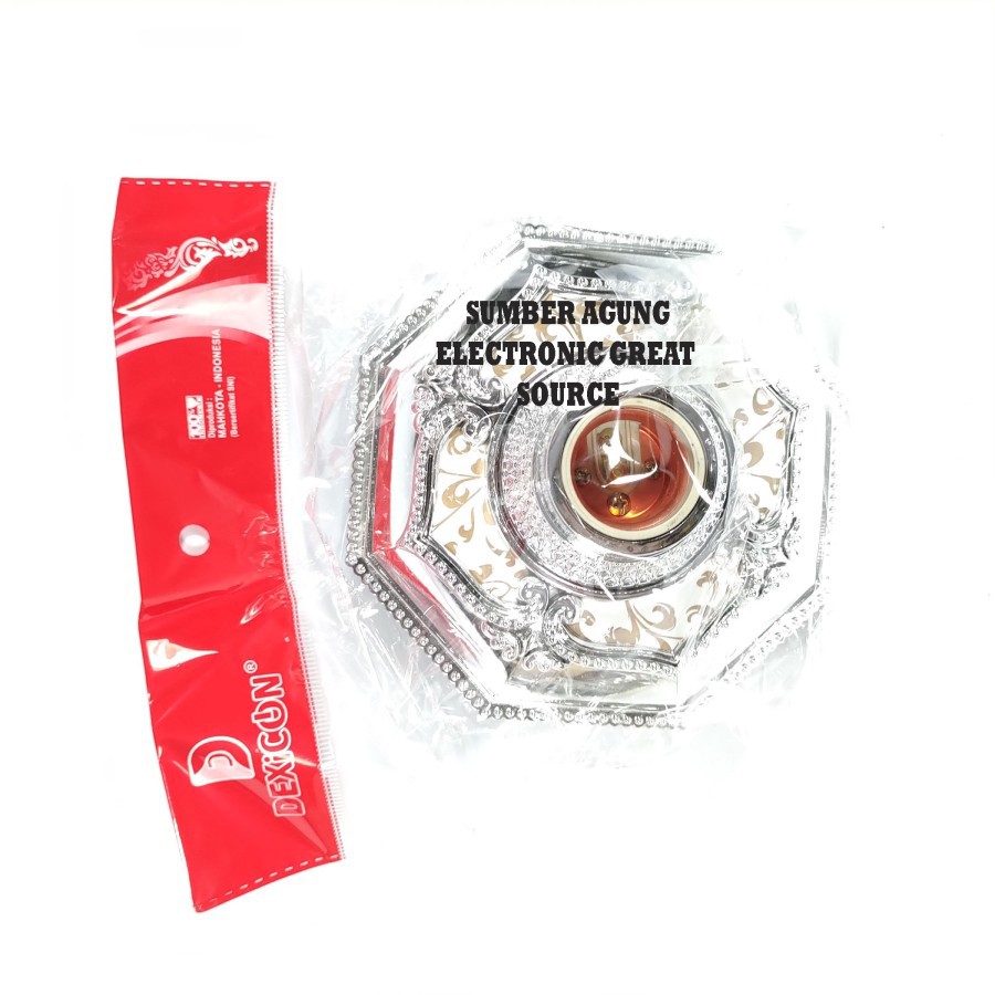 DPE01SW Fiting Plafon Hias Modern Tempel Segi 8 Delapan Silver Motif U