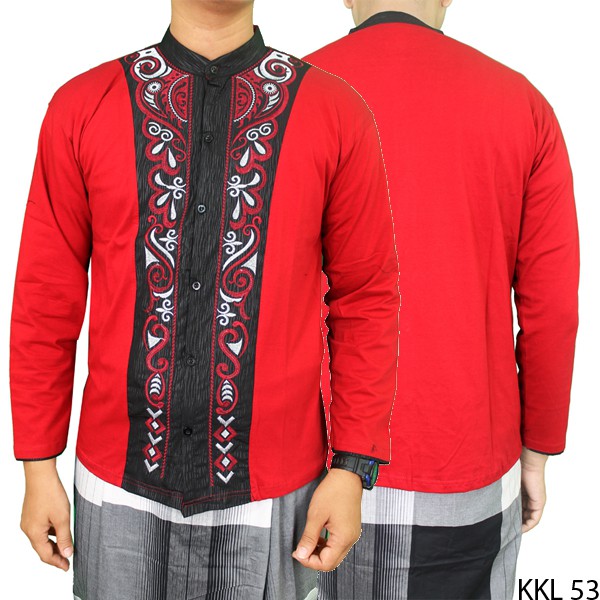 Kemeja Lebaran Pria Muslim Katun Merah – KKL 53