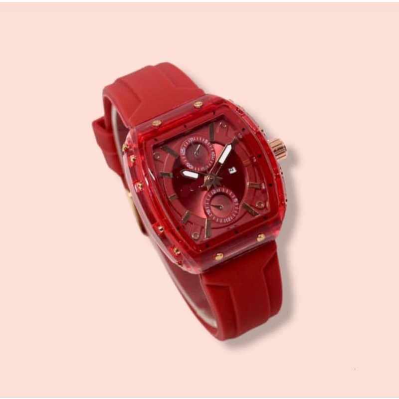 (Cod)Jam Tangan Wanita Fashion Hushpuppies  Casual Tangal Aktif Kota New Top Murah Strap Rubber/Karet(Dikirim Jakarta)