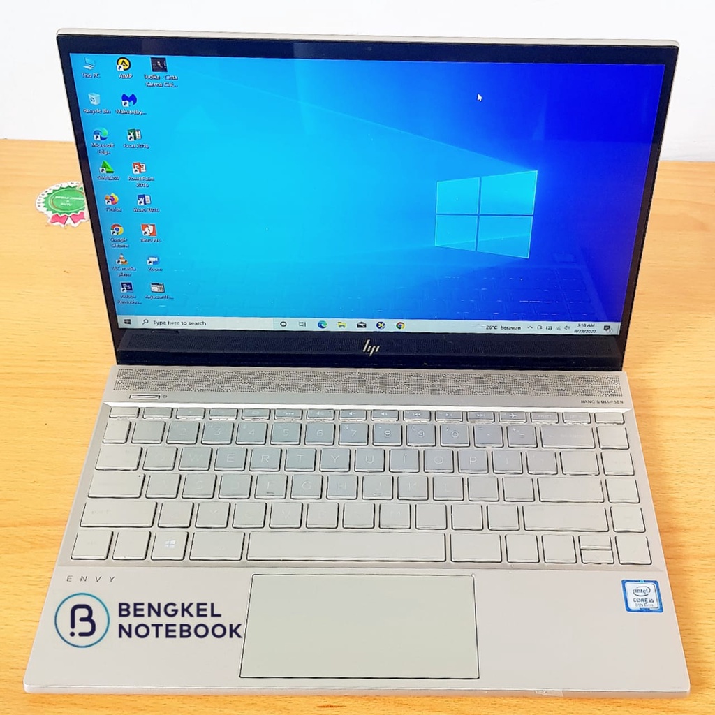 Laptop HP Envy 13-AH 13-Ah0051mw Intel(R)Core(TM)i5-8250U Cpu@1.60Ghz 1.80Ghz Ram 8Gb SSD 256Gb