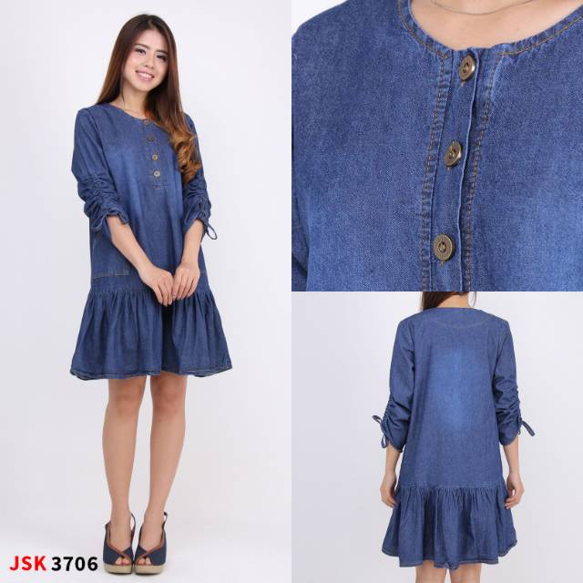 Denim jean dress casual blouse JSK 3706