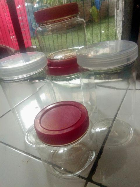 Toples/ Jar Plastik Tinggi Tanpa Gagang 1000 Ml Cokelat/kue Kering Murah Astor Keju Ikan Cupang