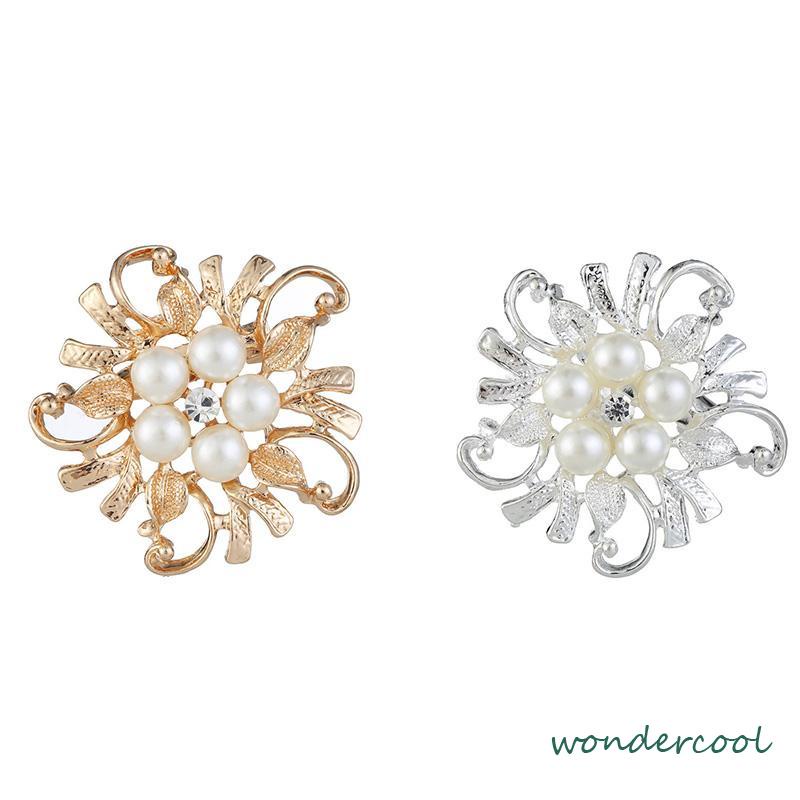 Pakaian All-Match High-end Pearl Fashion Floral Alloy Bros Kepingan Salju Berlapis Perak-Won