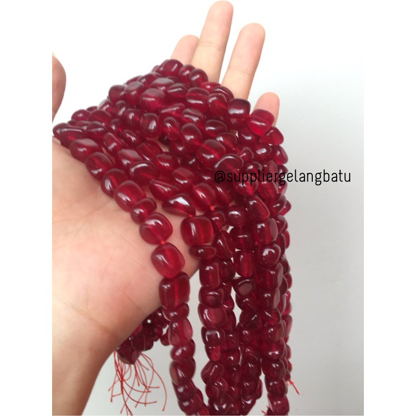 manik Batu alam red agate pink Beads 12 x 10mm bahan gelang kalung beads supplier aksesoris craft