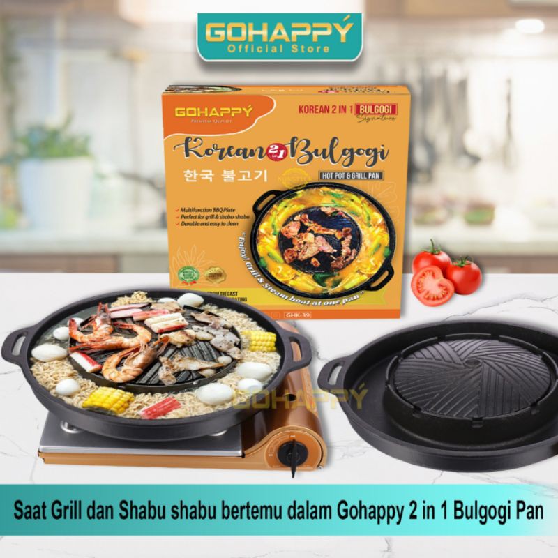 Grillpan/Bulgogi 2in1 pan dan hot pot/bbq dan shabu-sahbu 2in1 gohappy