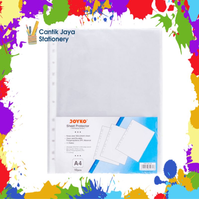 

1 Pak / 10 Pcs JOYKO SHP-202-10 A4 Sheet Protector / Pelindung Kertas