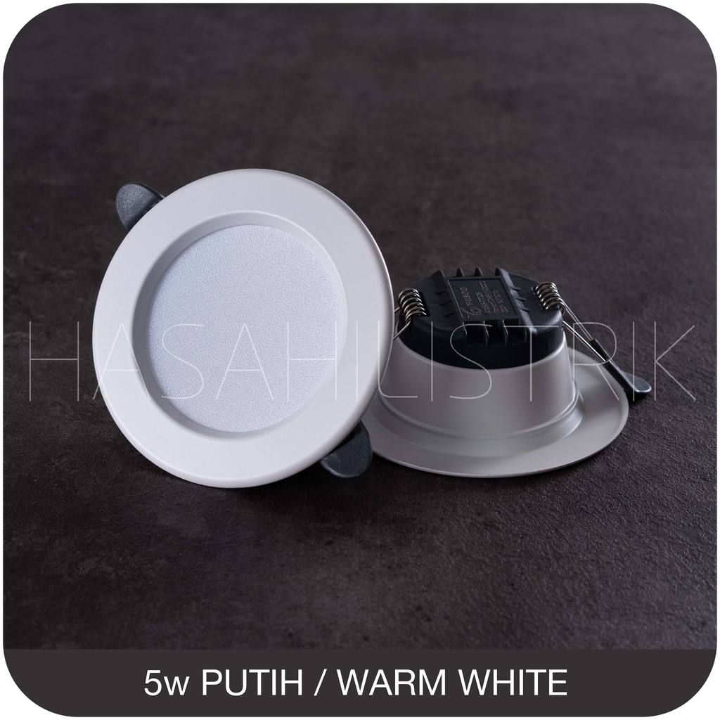 LAMPU DOWNLIGHT LED PLAFON 5 WATT ASLI FULL TERANG 5W NYALA ADA putih / warm white