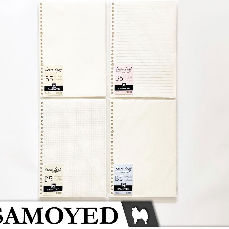 

[PROMO N7R100] Loose Leaf B5 , 26 Holes isi 60 Lembar Samoyed LL-51 Plain Ruled Grid Dotted Polos Garis Kotak Titik Model Terkini