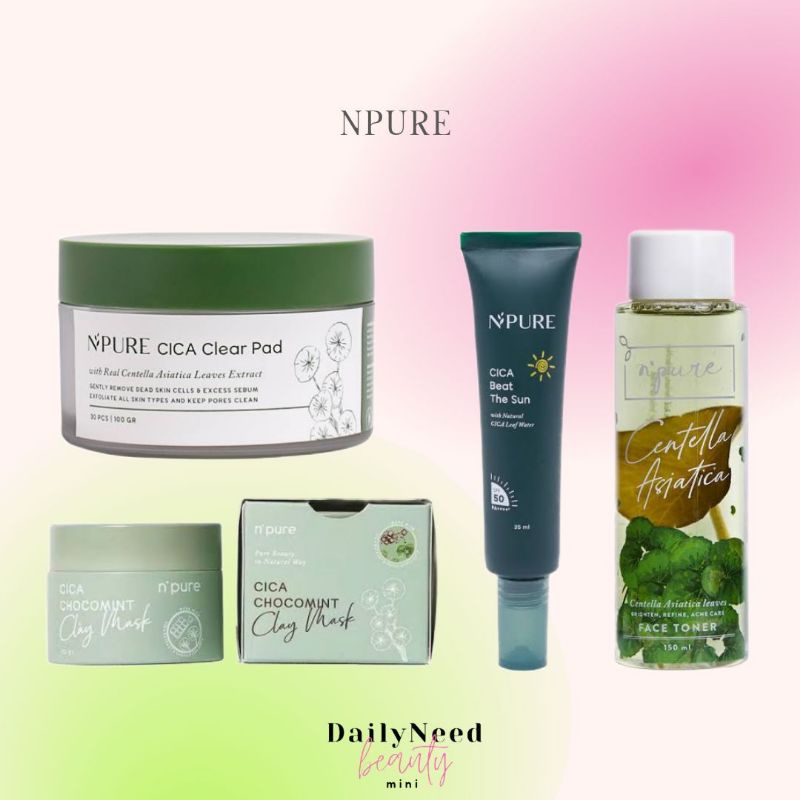 NPURE CICA TONER / NPURE CICA BEAT THE SUN / NPURE CICA CLEAR PAD / NPURE CLAY MASK