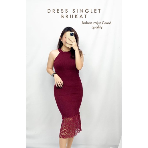 MDLV ~ Dress Singlet Brukat Rajut Dress Rajut Bodycon