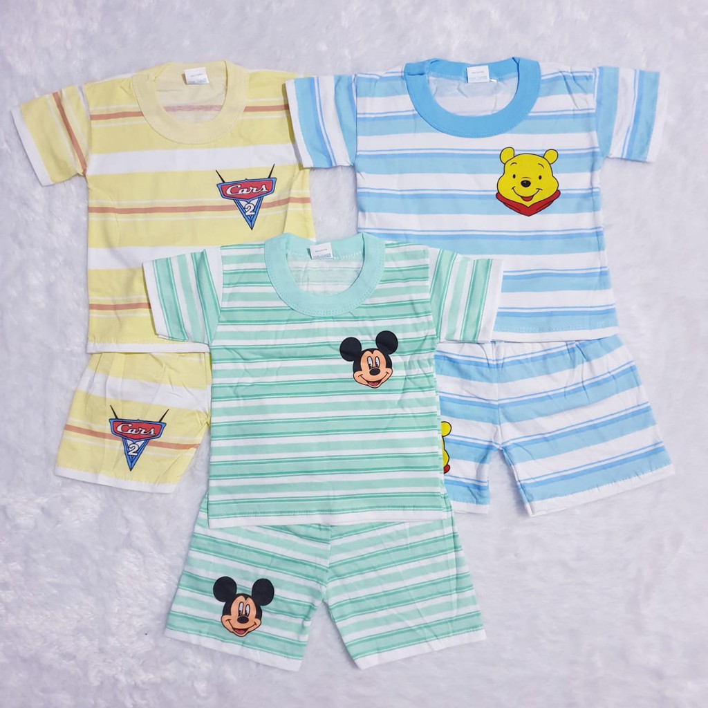 COD Bayar Ditempat Baju Baby Setelan Oblong Anak Laki Motif salur Baby Alicia