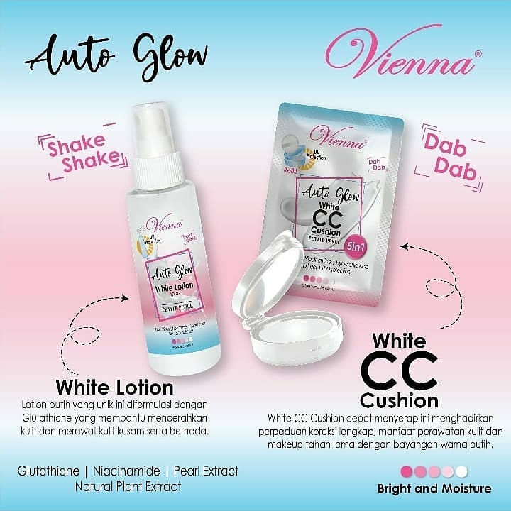 VIENNA AUTO GLOW WHITE CC CUSHION BRIGHT AND MOISTURE 15ML