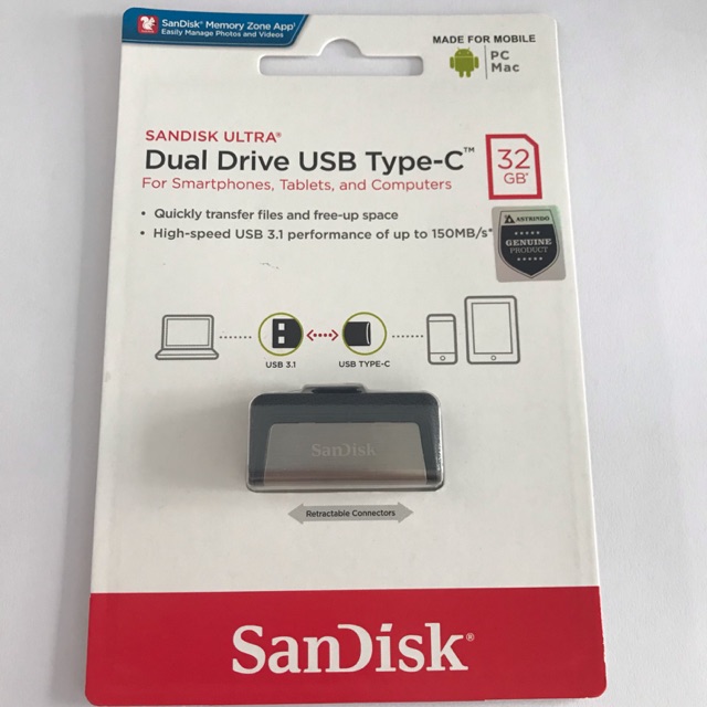 SANDISK FLASHDISK OTG USB Type-C 32gb For smartphone , android , tablets and Computer