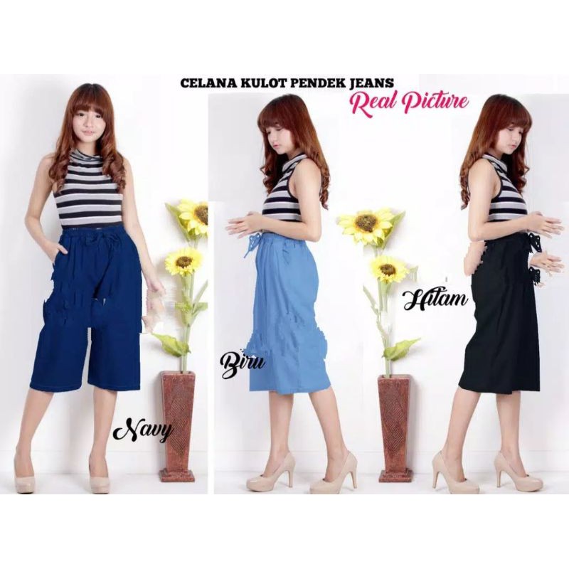 CELANA KULOT PENDEK JEANS STANDART  DAN JUMBO