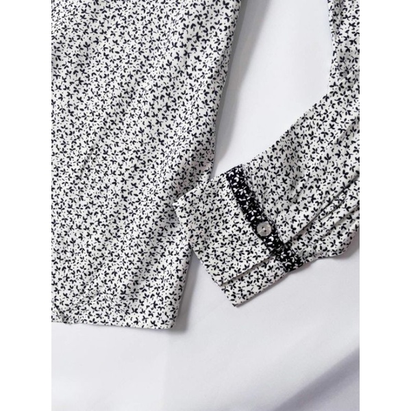 J jill white floral trimmed long sleeve blouse