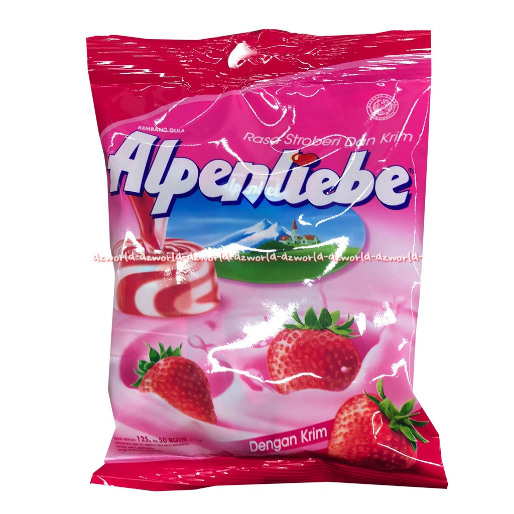 Alpenliebe Strawberry Cream 50pcs Kembang Gula Dengan Rasa Strawberry dan Krim Permen Candy Stroberi cendi