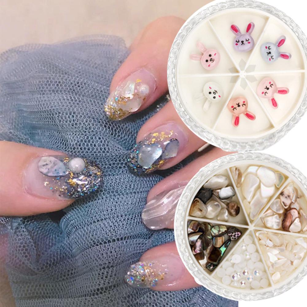 Mxbeauty 6 Grid / Kotak Manik-Manik Resin Motif Kartun Beruang / Kelinci / Bebek / Pikachu / Kupu-Kupu / Bunga Untuk Dekorasi Nail Art Butterfly
