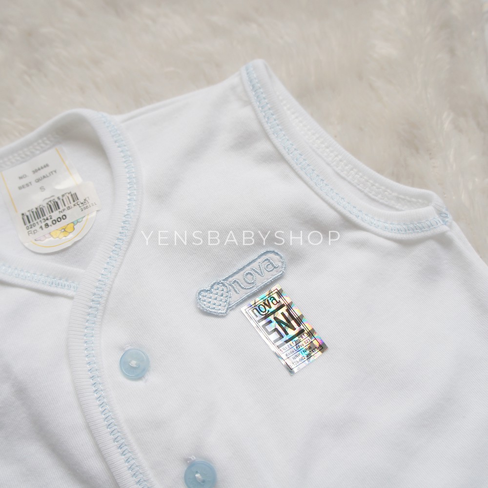 Nova Baju Kutung Baby Kancing - Putih List