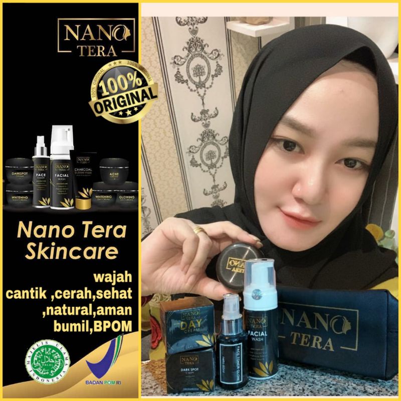 NANOTERA SKINCARE UNTUK PERAWATAN WAJAH,PEMBELIAN SEPAKET KOMPLIT FREE SERUM ANTIAGING DAN POUCH TAS NANOTERA)