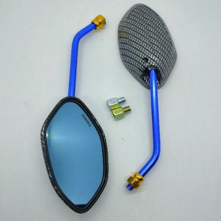 spion standar beat carbon biru /kaca spion honda model beat variasi carbon tangkai biru standar univ