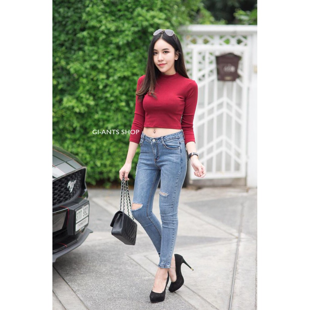 promo basic kaos crop top polos import bangkok giants - maroon terbaru