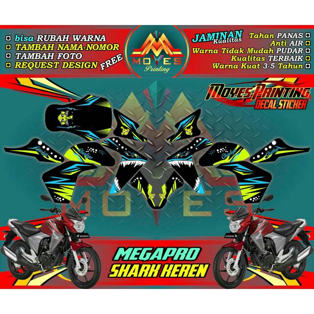 Decal megapro stiker megapro decal sticker motor honda megapro sticker honda megapro shark keren