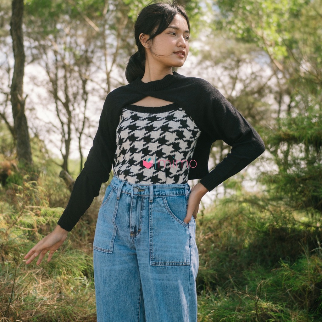 Houndstooth knit tanktop