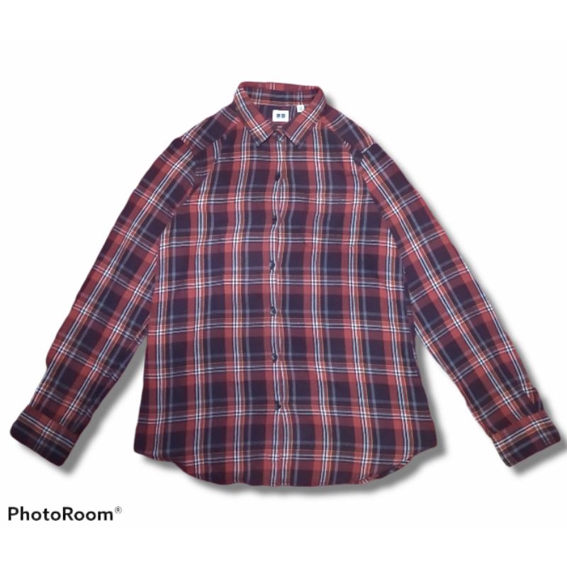 kemeja flannel uniqlo pria/wanita