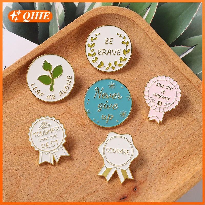 Bros Pin Enamel Bentuk Tulisan Brave Encourage Untuk Aksesoris Tastopiransel