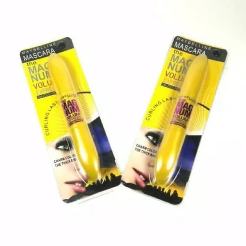 Mascara eyeliner 2 In 1 MAYBELLINE MAGNUM - Maskara curling lash volume express