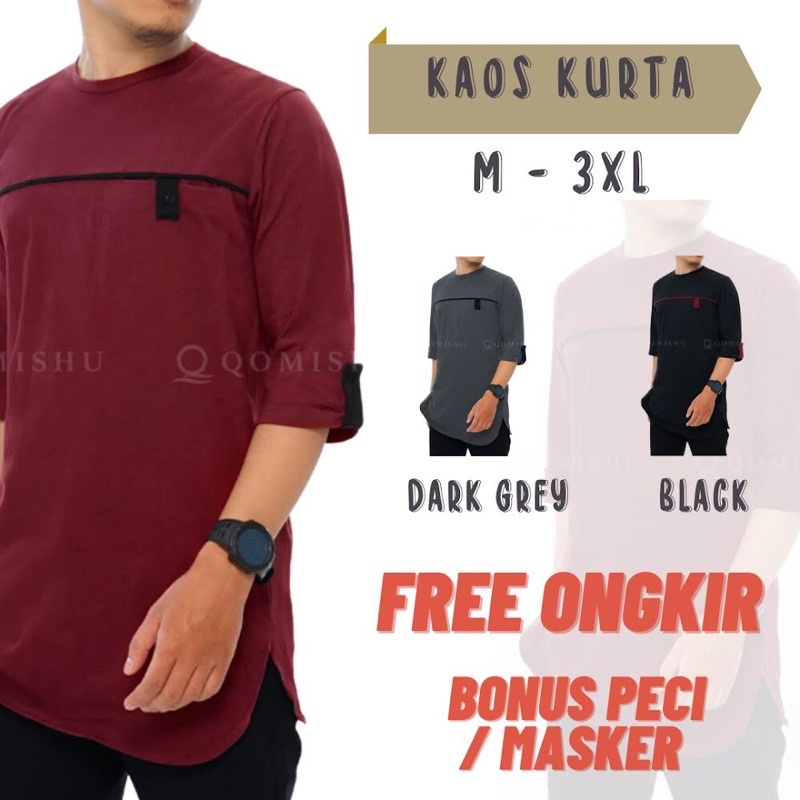 Baju Kurta  Pria Kaos koko Pakistan Premium Koko Bahan Kaos Syafiq TERSEDIA JUMBO Qomishu