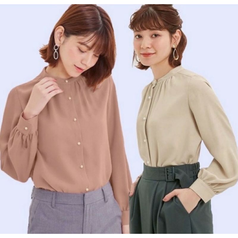 GU by UNIQLO PEARL BUTTON BLOUSE (GU180105)