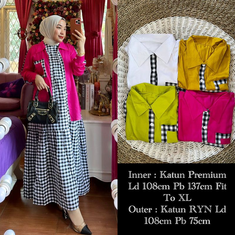 ready Maxi dress bhn inner Katun premium Outter katun rayon