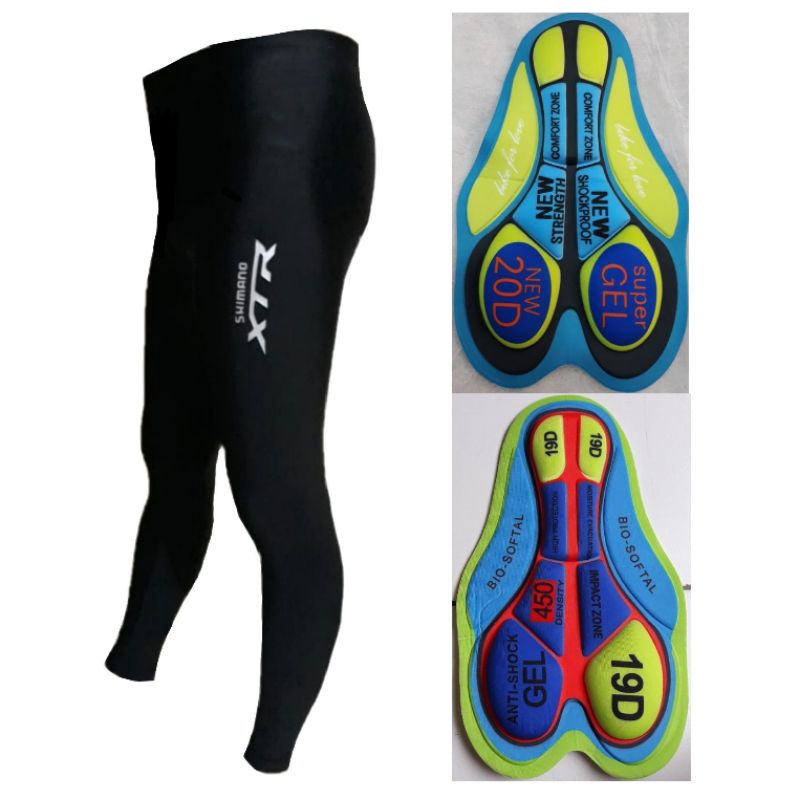 celana sepeda padding gel panjang xtr celana gowes pria wanita unisex roadbike hitam