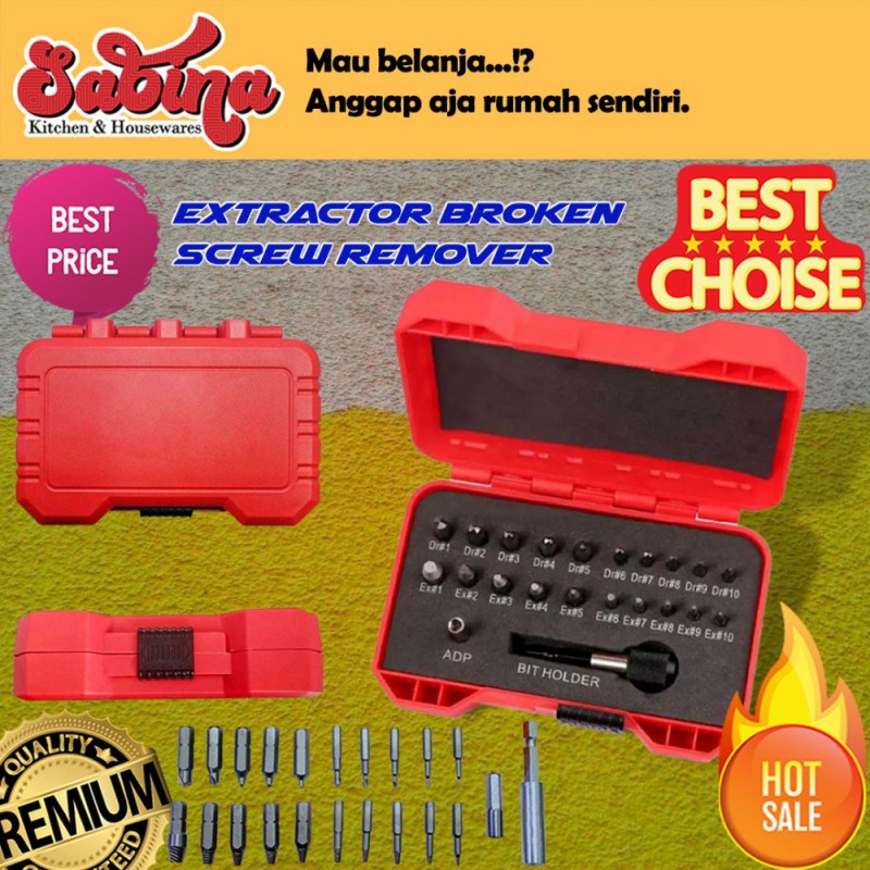 Mata Bor Obeng Set Reparasi Baut Rusak Extractor Broken Screw Remover