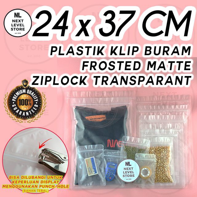 Plastik Klip Buram 24x37 cm Frosted Matte Ziplock Transparant