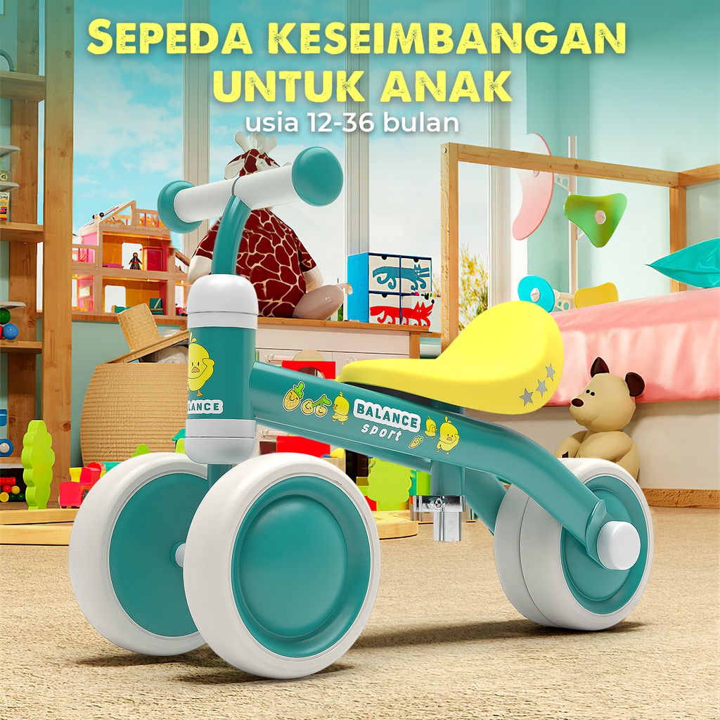 Balance Bike - Anak untuk Belajar Bersepeda - Umur 1-3 Tahun Sepeda Anak - Ride on exotic - Green