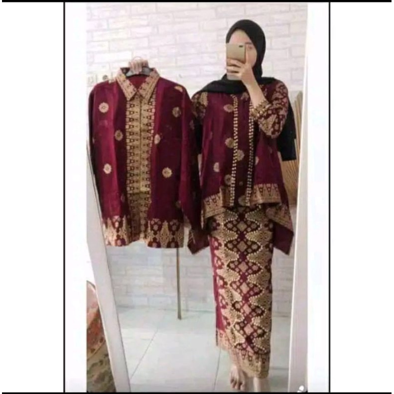 setelan batik songket palembang katun premium