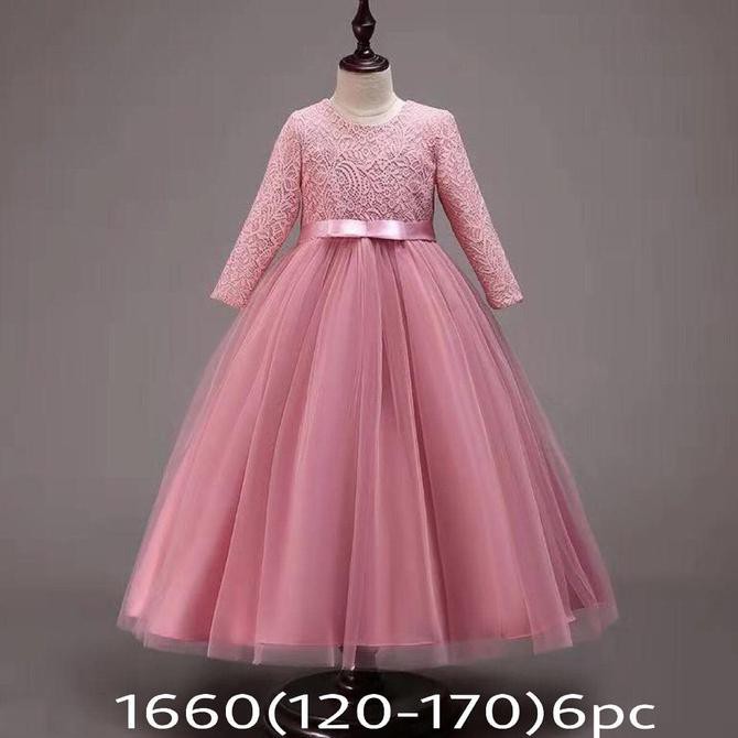 Gaun Pesta Anak Gaun Ulang Tahun Dress Pesta Gaun mewah - Pink Salem, 120