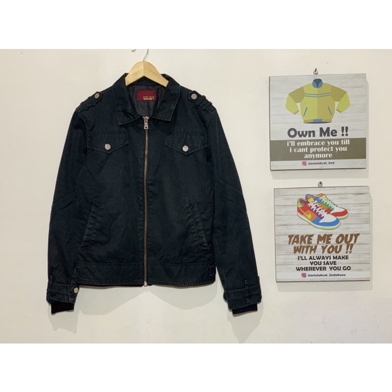 bomber zara man hitam black second bekas